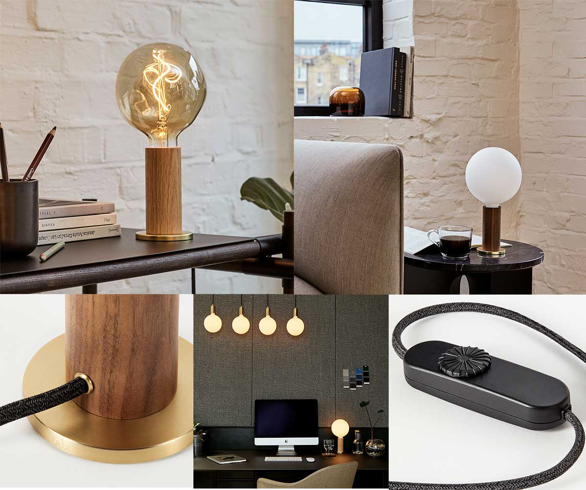 Knuckle Table Lamp Blackened Oak EU